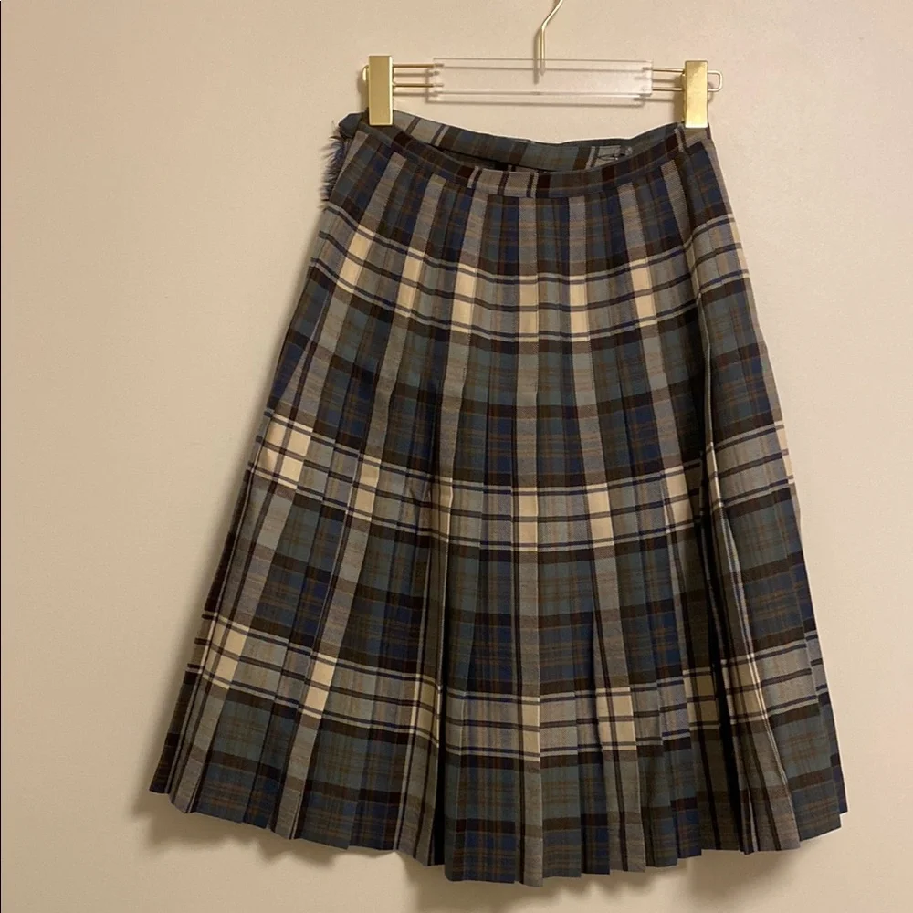 Tartan Pleated Skirt Hues of Blue - Picture 3 of 7